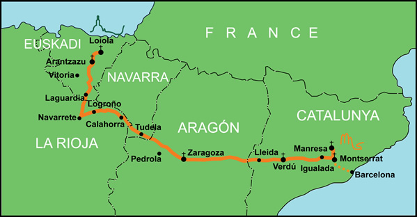 Mapa de la Ruta Ignaciana